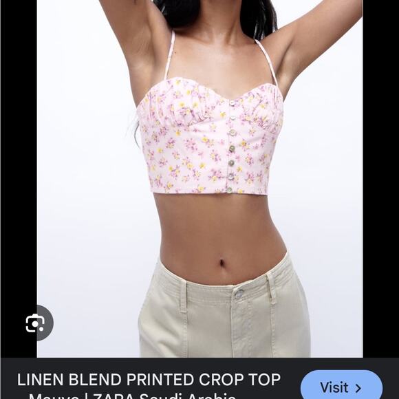 Zara Lavender Floral Linen Blend Crop Top Corset NWT - Picture 4 of 5